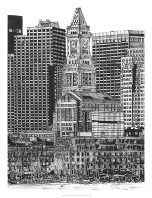 B&W Us Cityscape-Boston